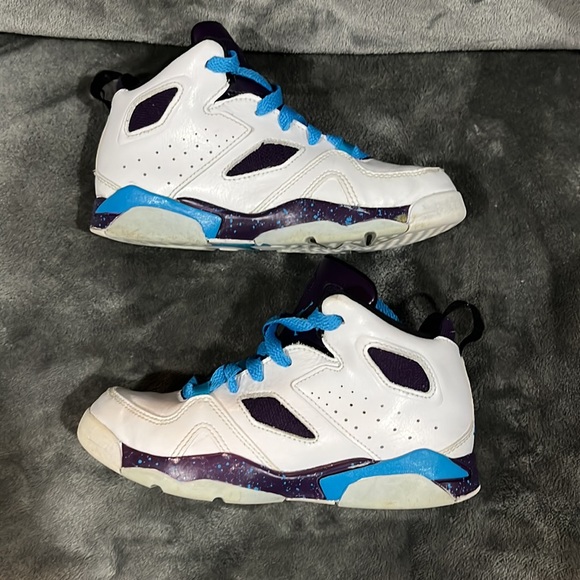 Nike Jordan Flight Club 91 Kids Sz 13C Wht/Blue/Purple #555470-105 EUC - Picture 3 of 7